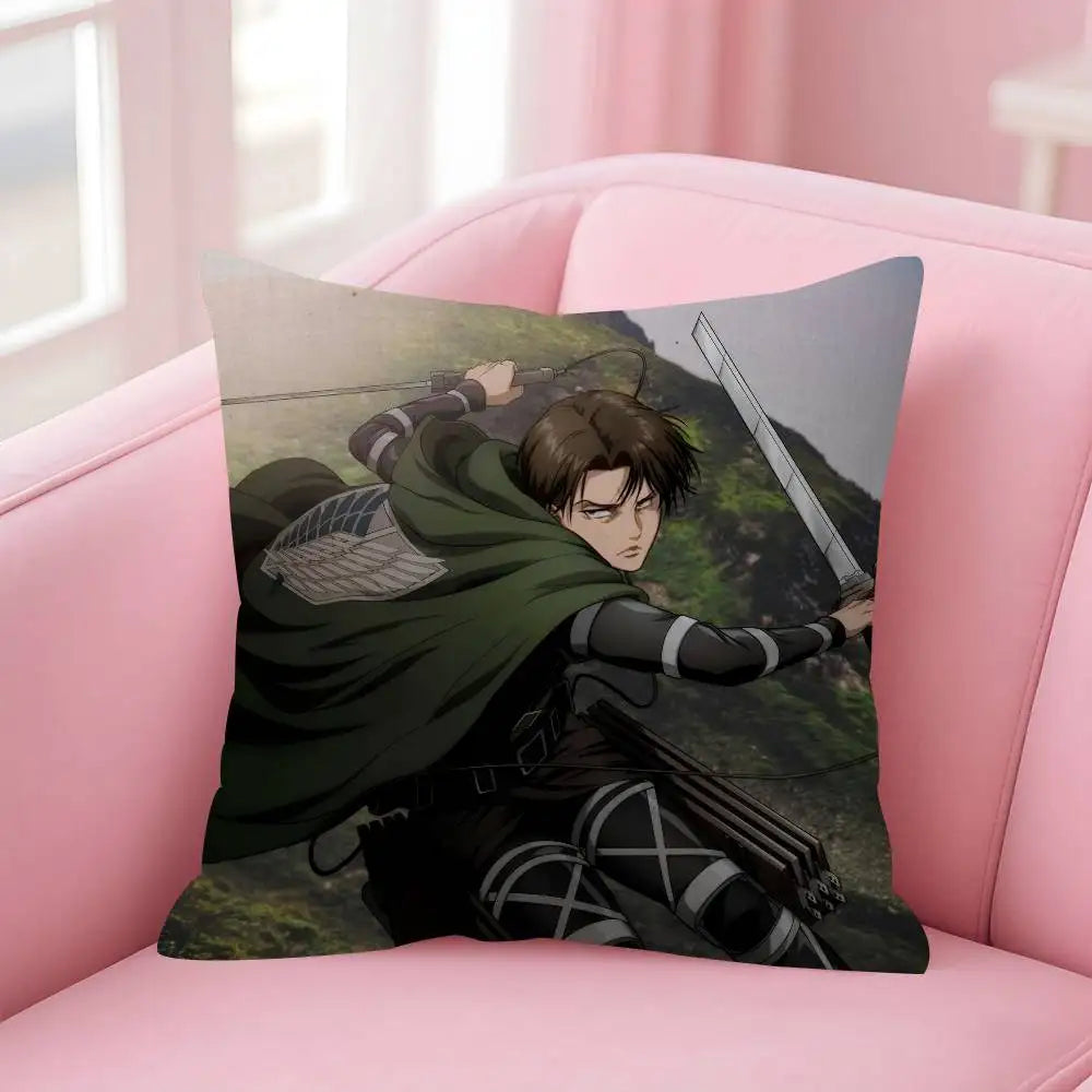 Anime Attack on Titan Levi Ackerman Cushion Cover Car Throw Pillow Case For Sofa Car Christmas Gift