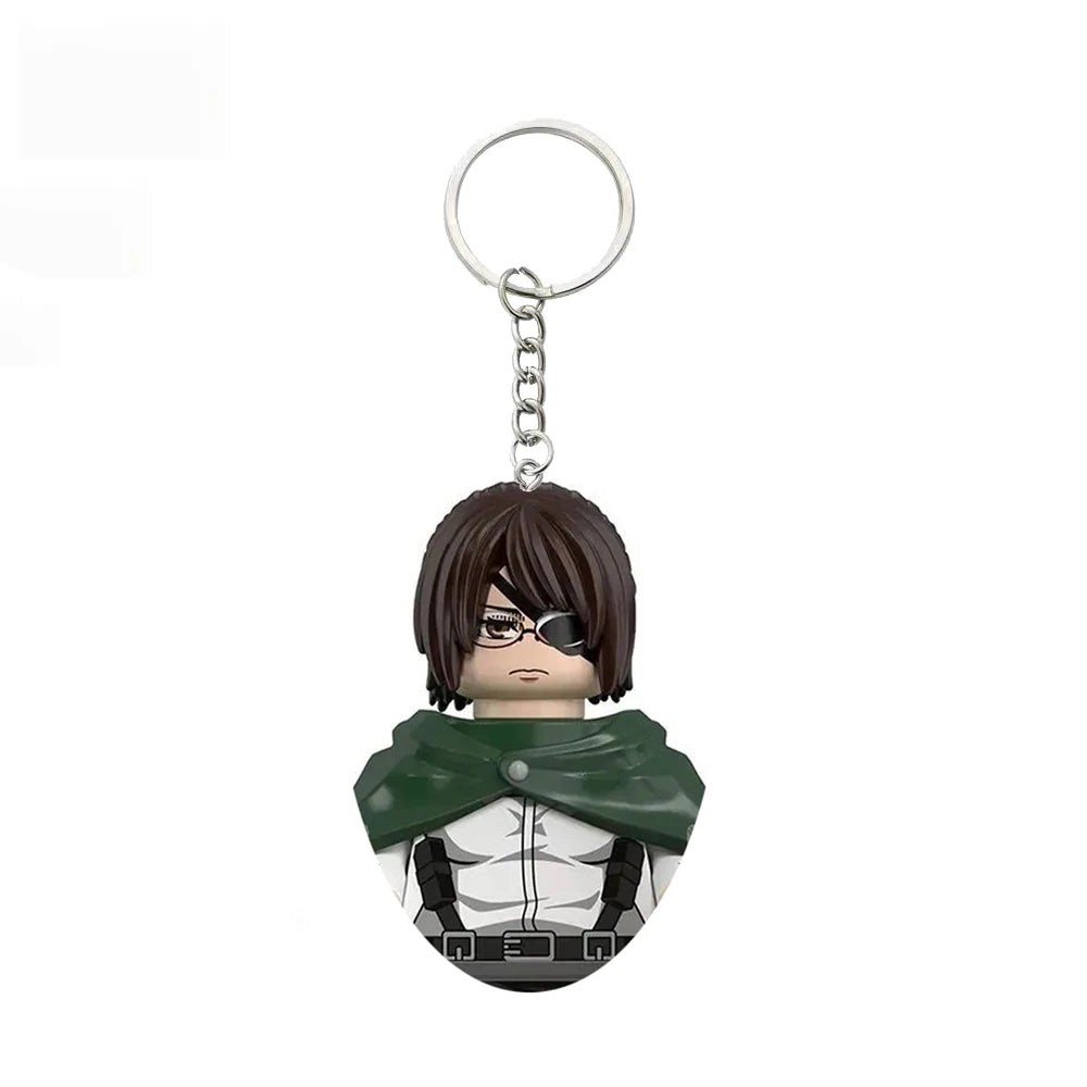 Anime Attack on Titan Building Blocks Keychain Mini Figure Keyring Collectible Toy Pendant for Bag Accessories Fans Gift