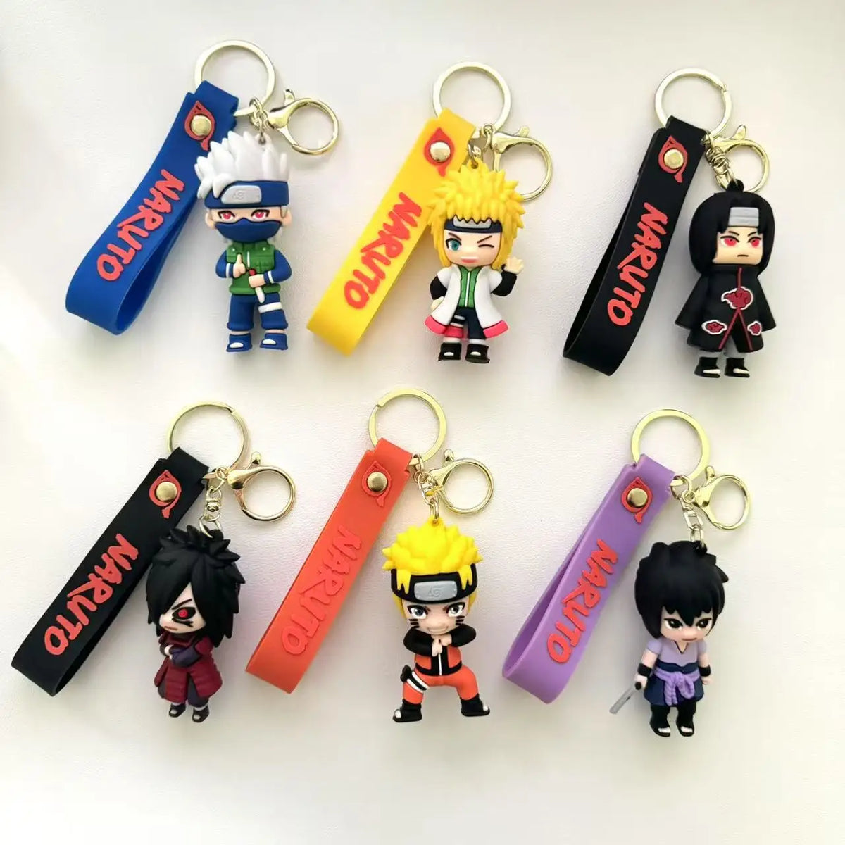 Naruto cartoon character key chain PVC 3D doll pendant Naruto Uzumaki Kakashi spot car key chain backpack jewelry pendant gift