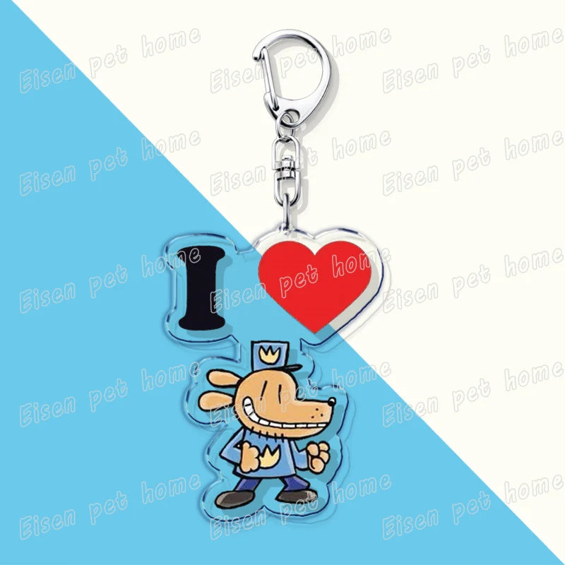 Dog Man Cat Keychain