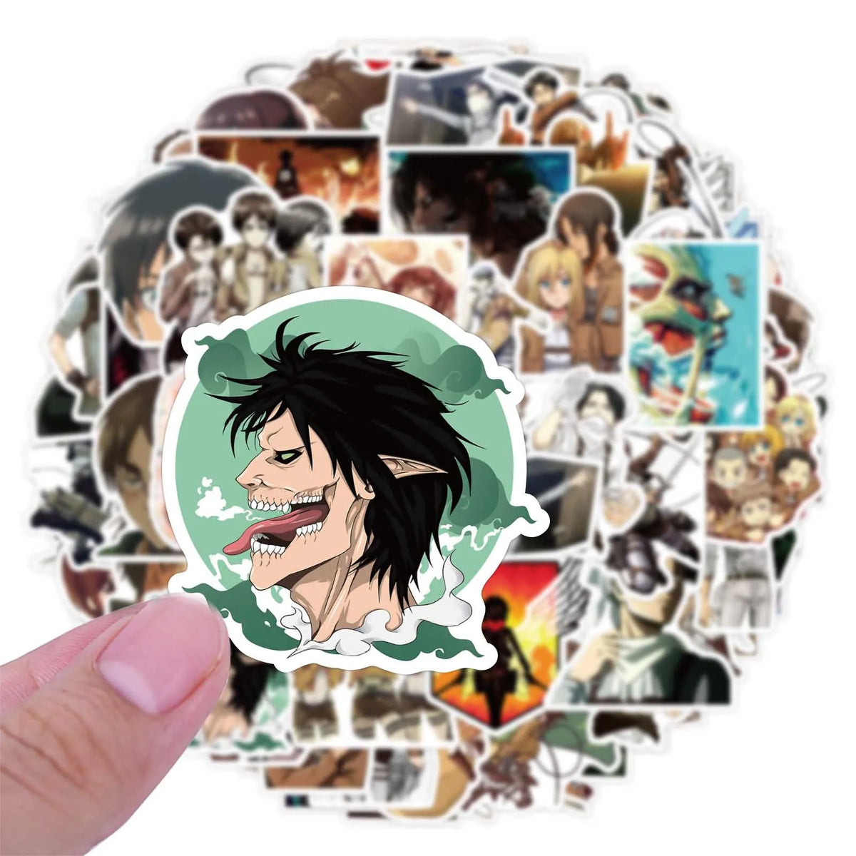 50 pcs Attack on Titan graffiti waterproof stickers for decorating skateboards, computers, luggage, and phone cases,gift,present