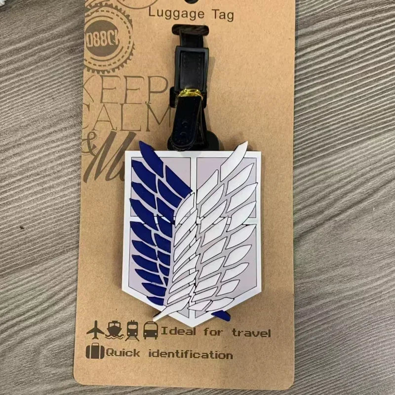 Attacks on Titan PVC Luggage Tag Silicone Mikasa Ackerman Travel Boarding Pass Anime Rivaille Model Figure Suitcase Tag Gift Toy