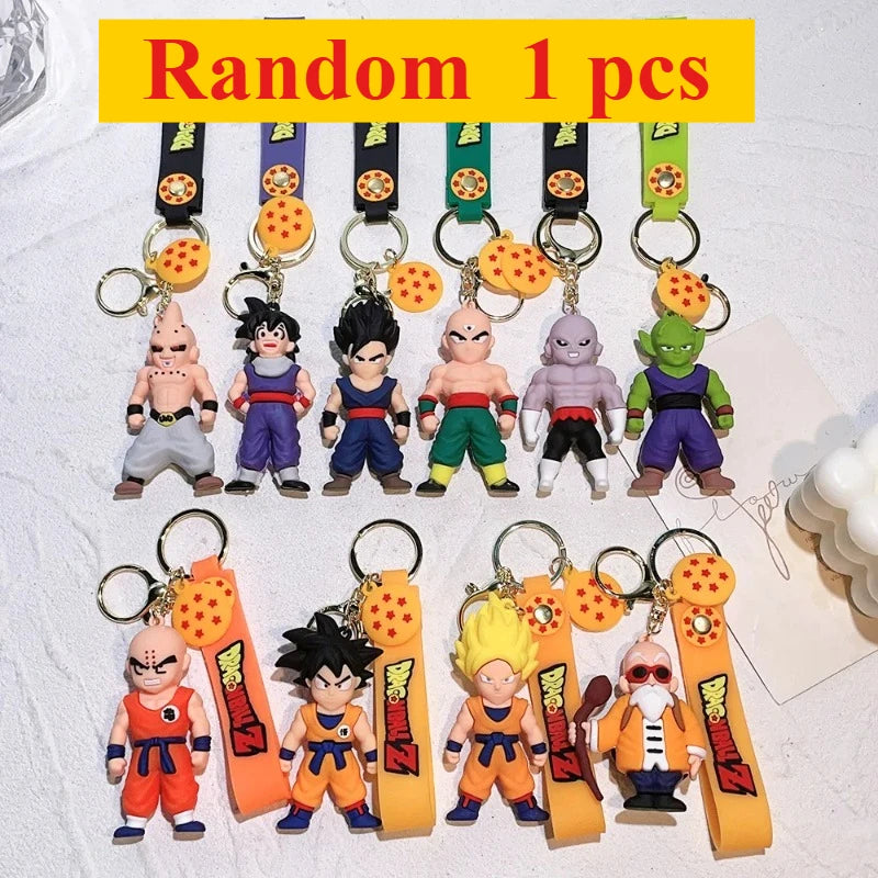 Anime Dragon Ball Keychain Fashion Jewelry Son Goku Vegeta Piccolo Action Figures 8CM PVC Key Ring for Men Women Bag Pendant