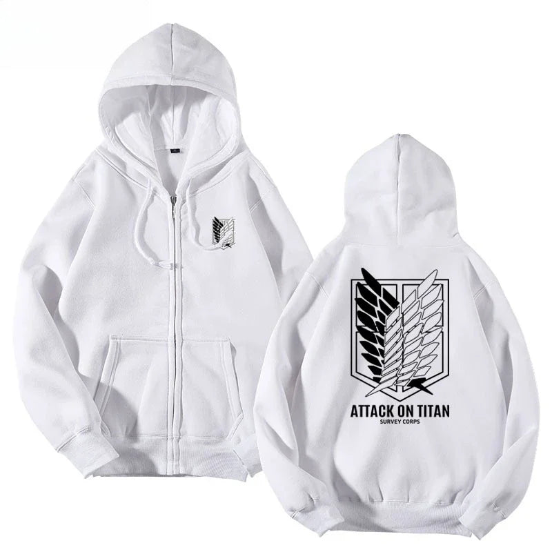 Attack on Titan Anime Printed Zipper Hoodie 2025 Autumn/Winter New Harajuku Men's Casual Loose Versatile Plus Size Sweater Top