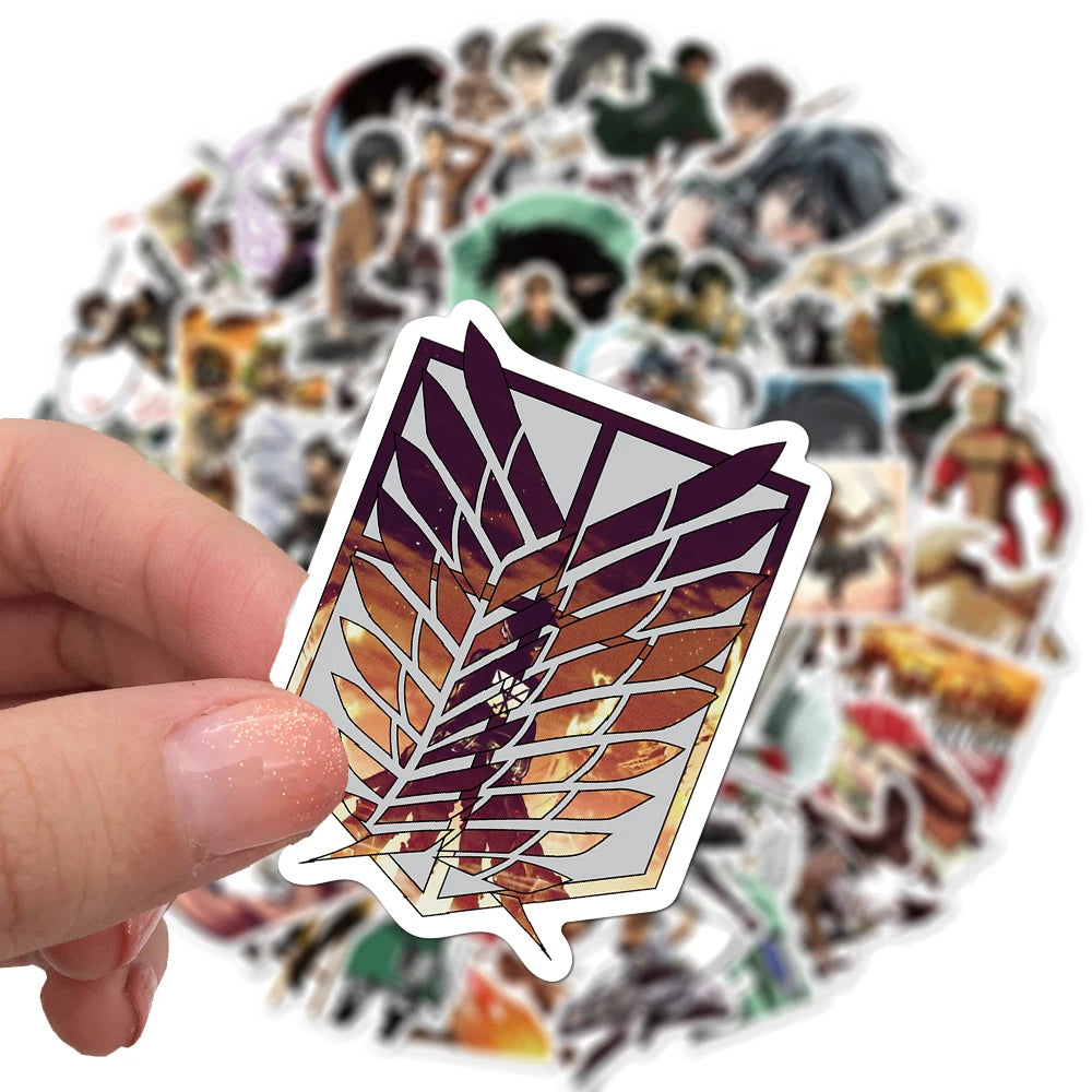 100pcs Anime Attack on Titan Graffiti Stickers DIY Phone Guitar Laptop Notebook Suitcase Cup Waterproof Sticker Kids Toy