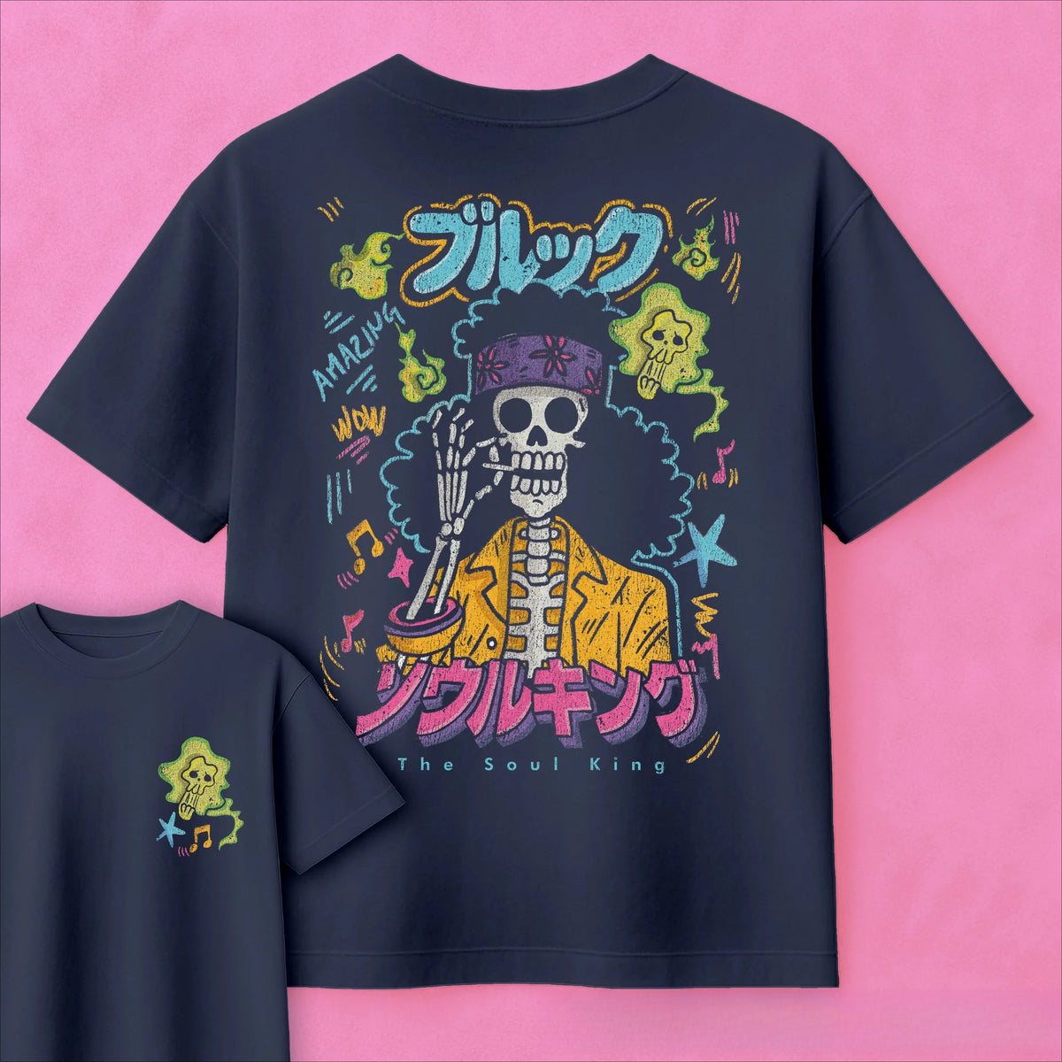 2026 Summer One Piece Anime Brook The Soul King Printed Loose Short-sleeved Pure Cotton Children's T-shirt Tide Unisex Casual