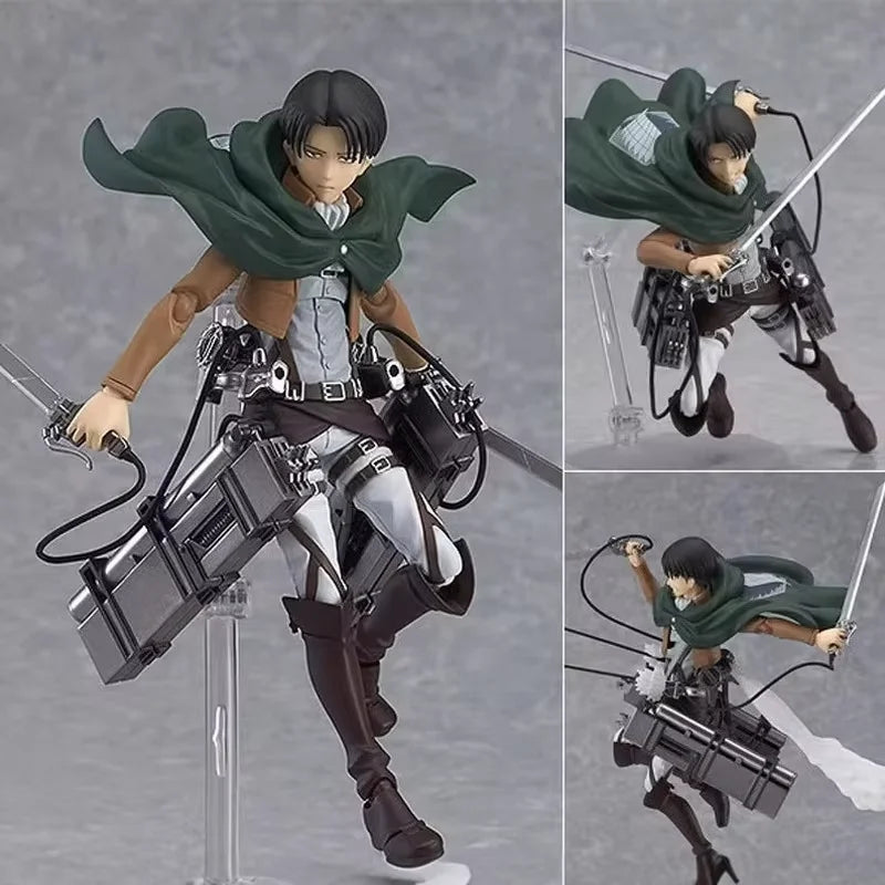 Attack On Titan Figma Eren#207 Levi#213 Erwin#446 Mikasa#203 Anime Action Figure Pvc Model Toy Collectible Desktop Ornament Gift