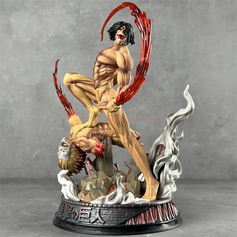 Anime Attack On Titan Action Figure Eren Jaeger Statue Pvc Collectible Model Shingeki No Kyojin Combat Form Eren Figurine Toys
