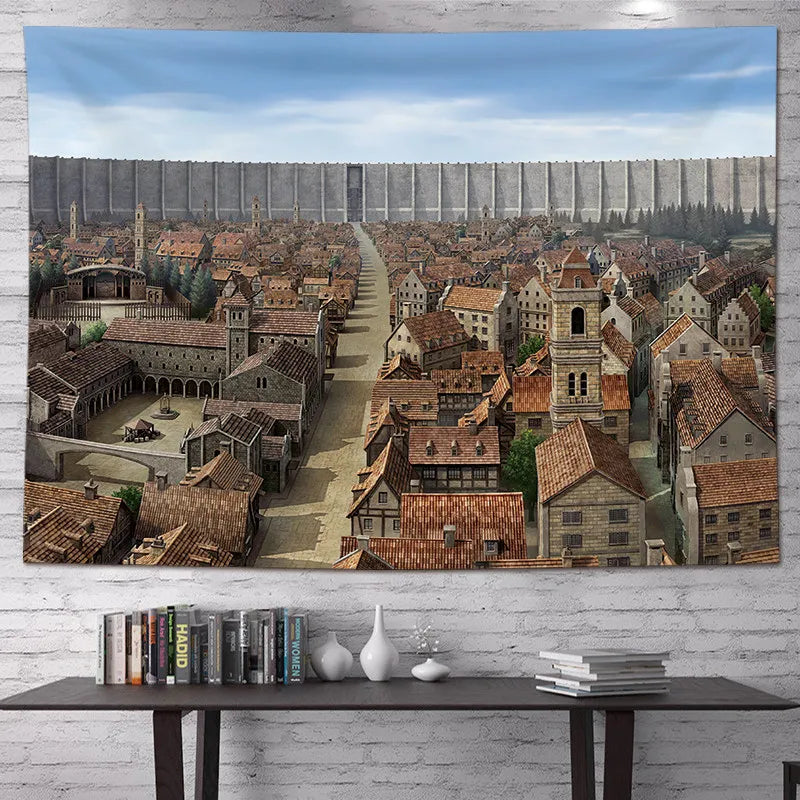 Attack on Titan Anime Tapestry Vertical Cartoon Wall Hanging Art Tapestry for Dorm Bedroom Living Room Home Decoration