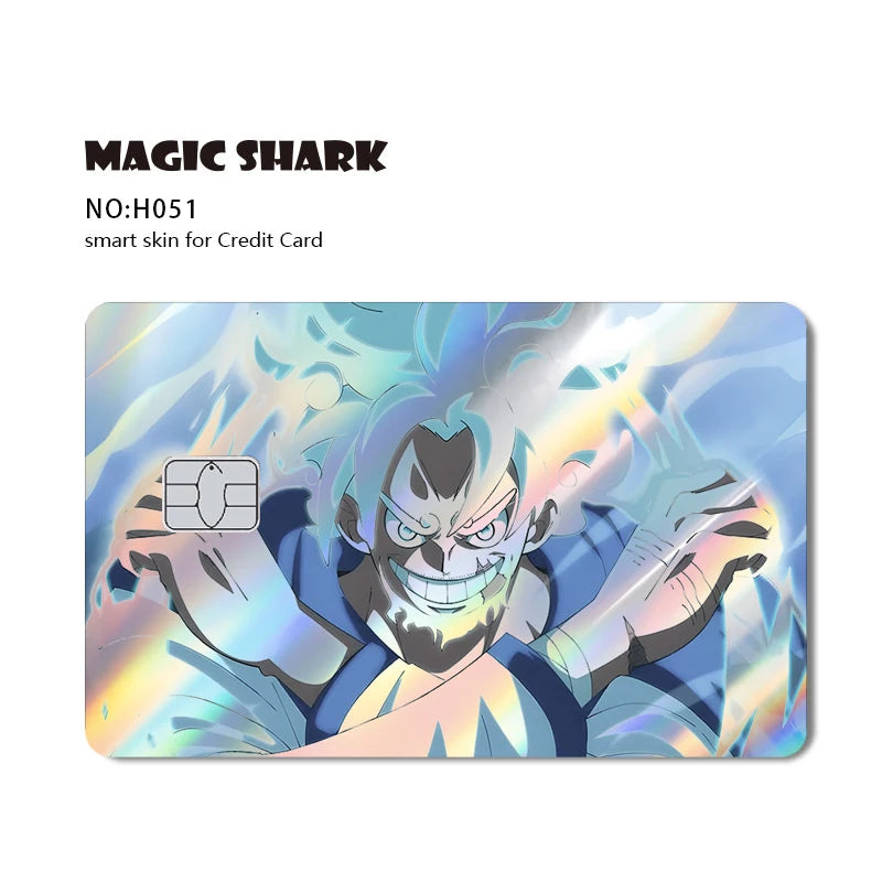 Magic Shark Luffy Zorro Ace Skull Anume Holographic Shinny Laser Sticker Film Skin for Credit Debit Card