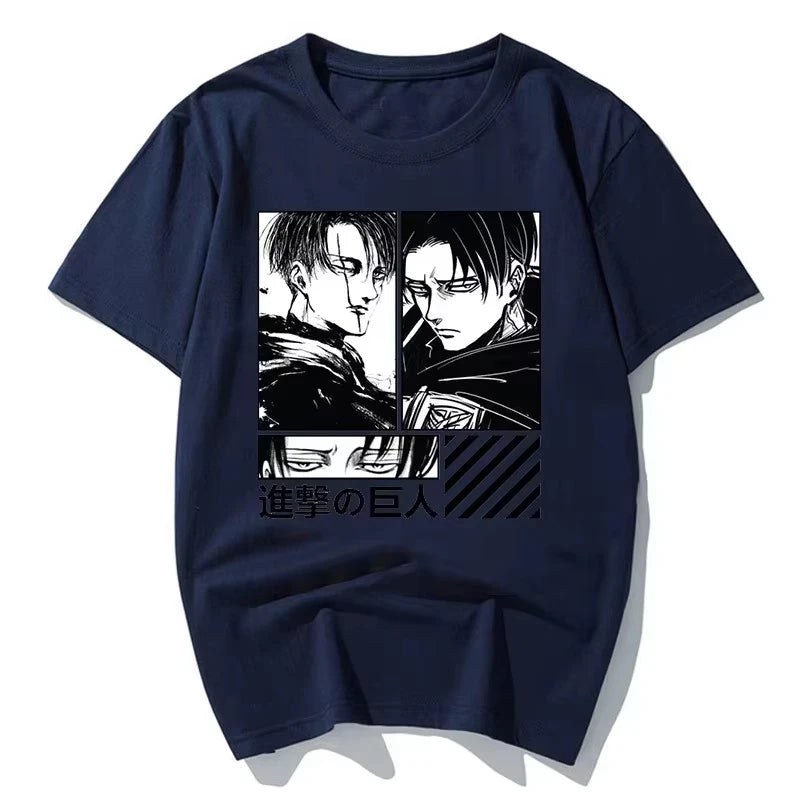 Attack on Titan Anime Levi Ackerman Printed T-shirt Summer unisex Loose and Breathable cotton T-shirt Top
