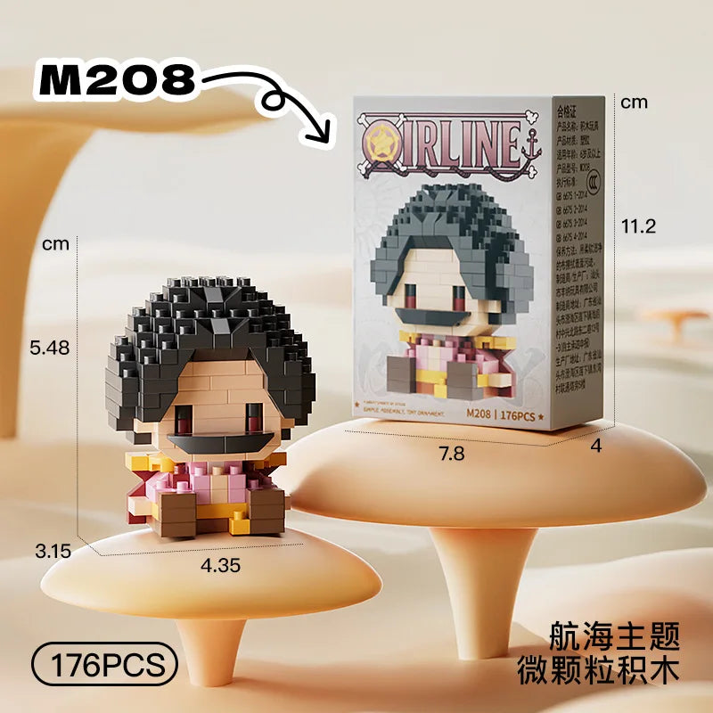 New ONE PIECE Sun God Nika Luffy Micro Action Block Chopper Ace Buggy 3D Anime Model Assembly Mini Bricks Figure Toys For Gift