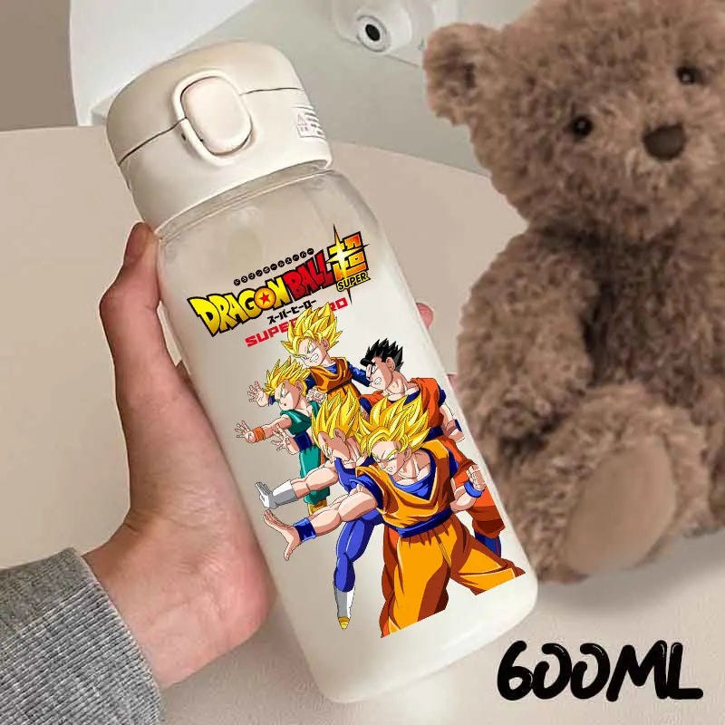 For Dragon Ball Straw Bottles 600ml Vegeta Goku Transparent Plastic Anti Drop Water Bottle Students Outdoor Capacity