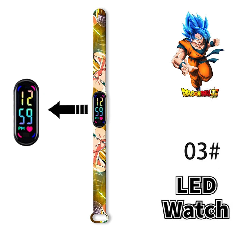 Bandai Dragon Ball Z 2 Fashion Cartoon Action Printing Anime LED Type Watches Kids Watch Birthday Gifts Toys