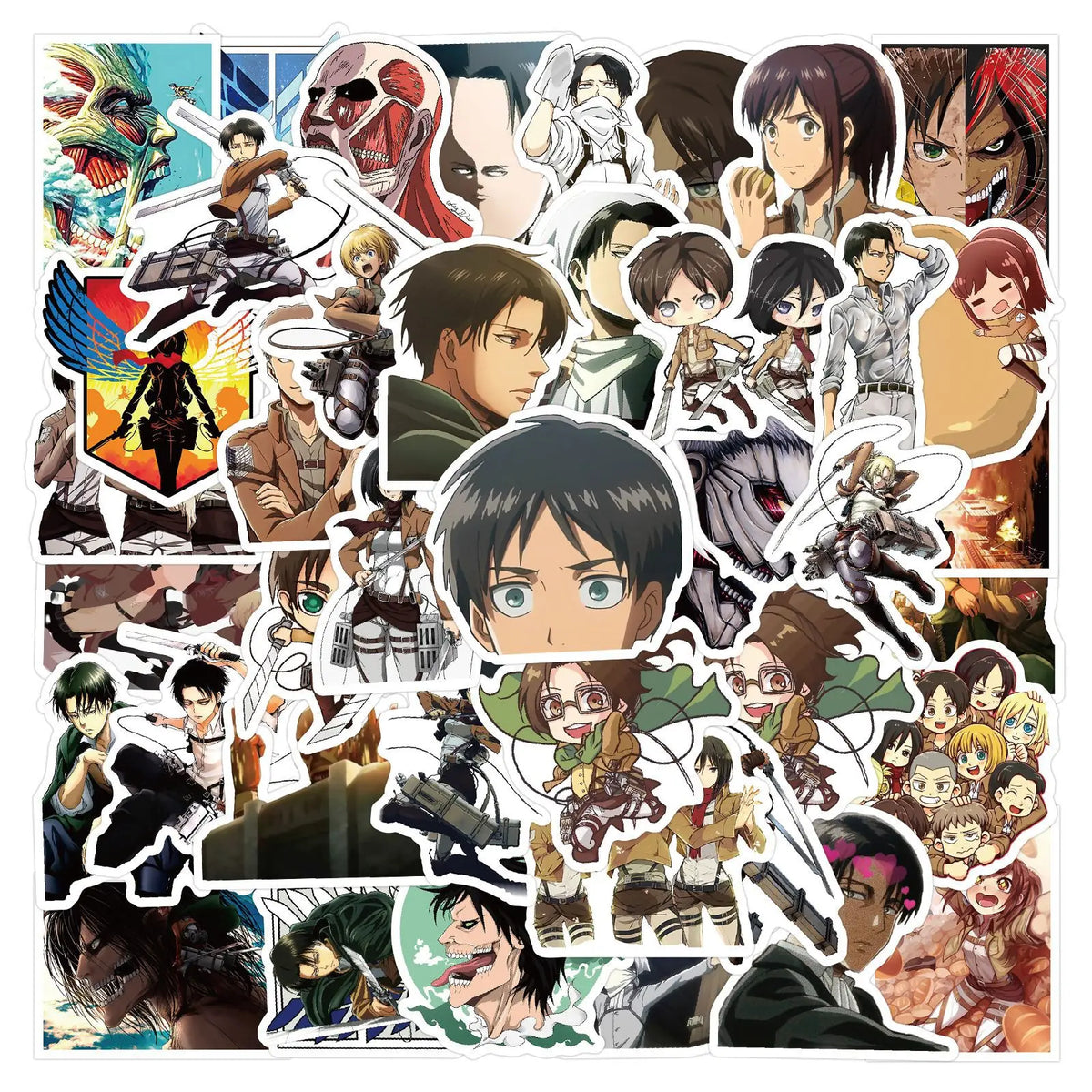 50pcs Cartoon Animation Attack on Titan Decorative Handbook Stationery Water Cup Computer Waterproof Sticker