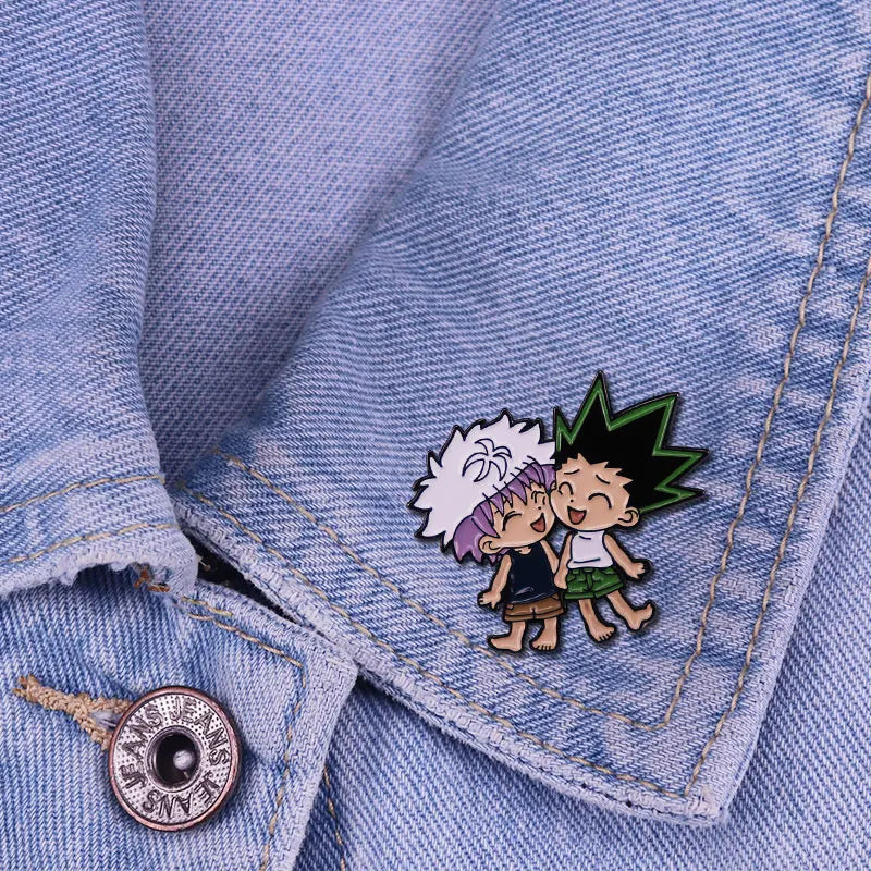 Anime Hunter X Hunter Gon and Killua Enamel Pin Bff Brooches Badge Jewelry Decoration