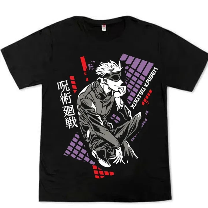26 Summer Jujutsu Kaisen/Attack on Titan Anime Printed Loose Short-sleeved Pure Cotton Children's T-shirt Unisex Casual Loose