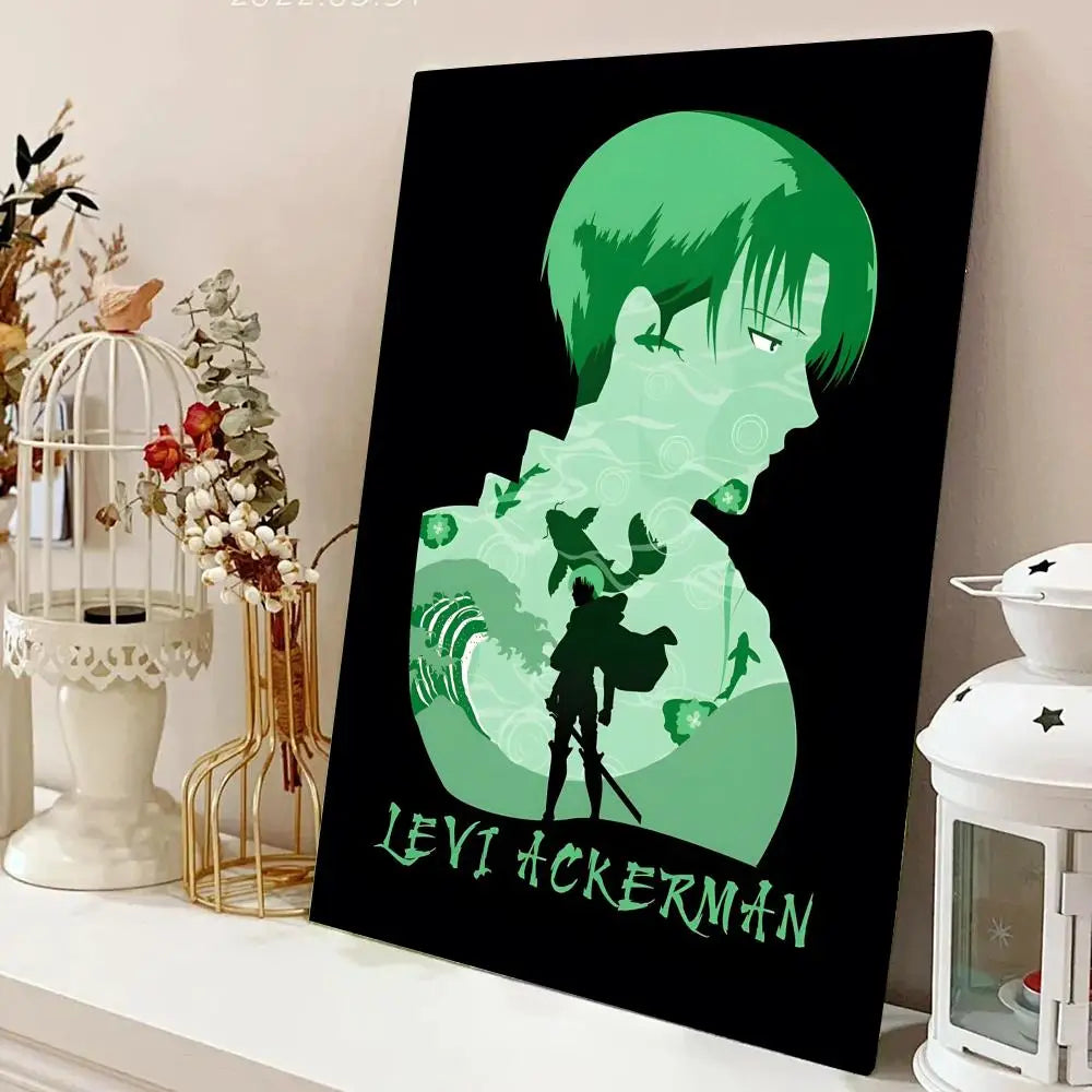 AZNM Attack on Titan Anime Canvas Wall Art, Levi Ackerman Print, Shingeki no Kyojin Home Decor Poster