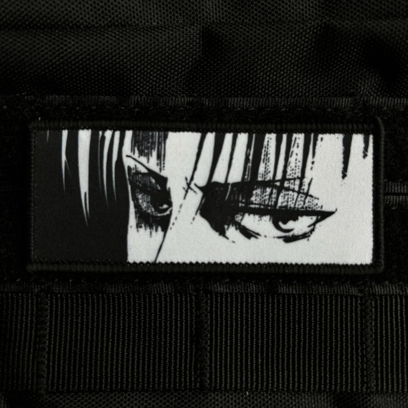 Levi Ackerman Eyes Morale Badge Attack on Titan Anime Patch Hook and Loop Printing Cartoon Tactical Military Backpack Sticker