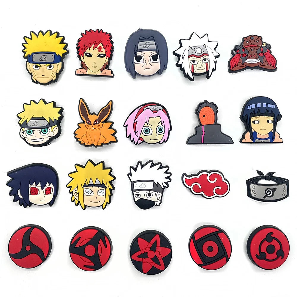 1/20pcs Naruto Anime Cartoon Shoe Charms PVC Decor for Clogs Bubble Slides Garden Sandals Kids Party Birthday Gifts