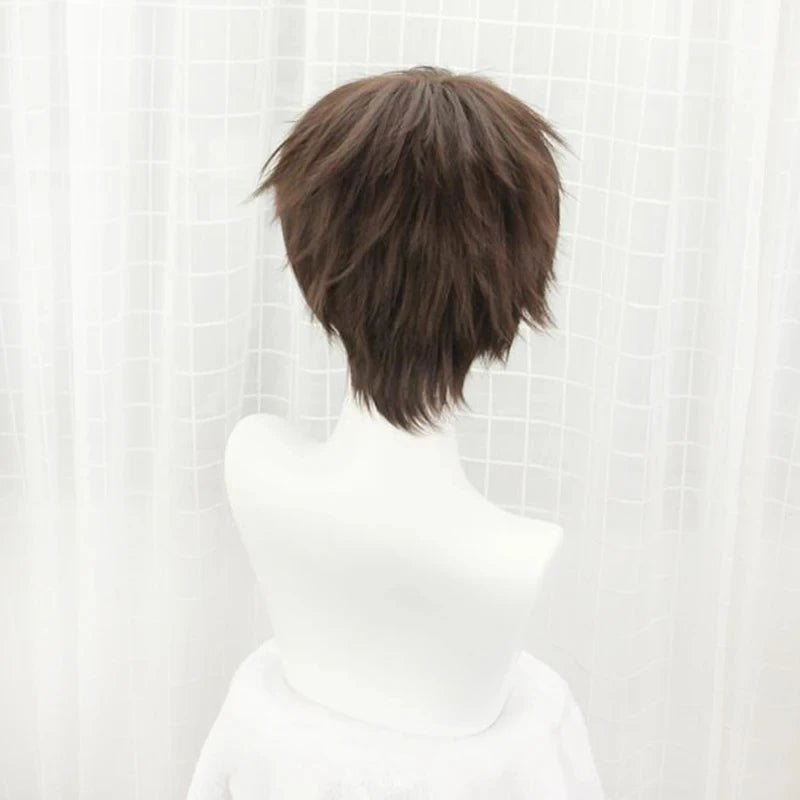 Attack on Titan Eren Jaeger Cosplay Wig 30cm Short Straight Brown Heat Resistant Synthetic Hair Wigs