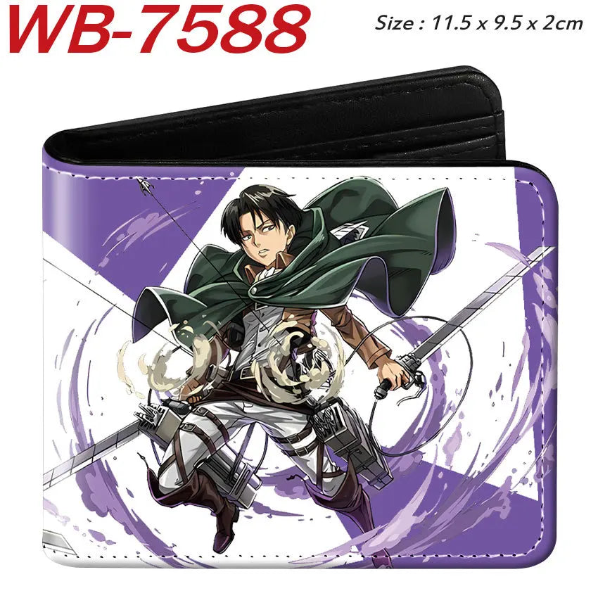 Attack On Titan Eren Jaeger Short Wallet Full Color Anime Character Printed Card Holder Coin Purse Pu Leather For Fans Gift