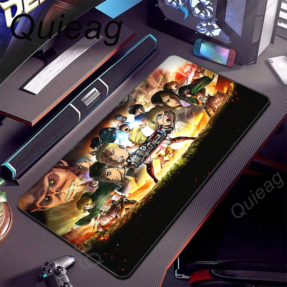 New HD Printing Attack on Titan Anime Desk Mat Large Lock Edge Mouse Pad Computer Mousepad Gaming Laptop Keyboard Mouse Mats Rug