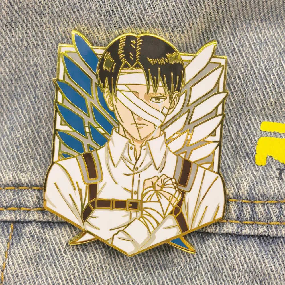 Levi Ackerman Pins Anime Attack On Titan Badge Pendant Shingeki No Kyojin Brooches for Backpack Clothing Lapel Cosplay ACG Toys
