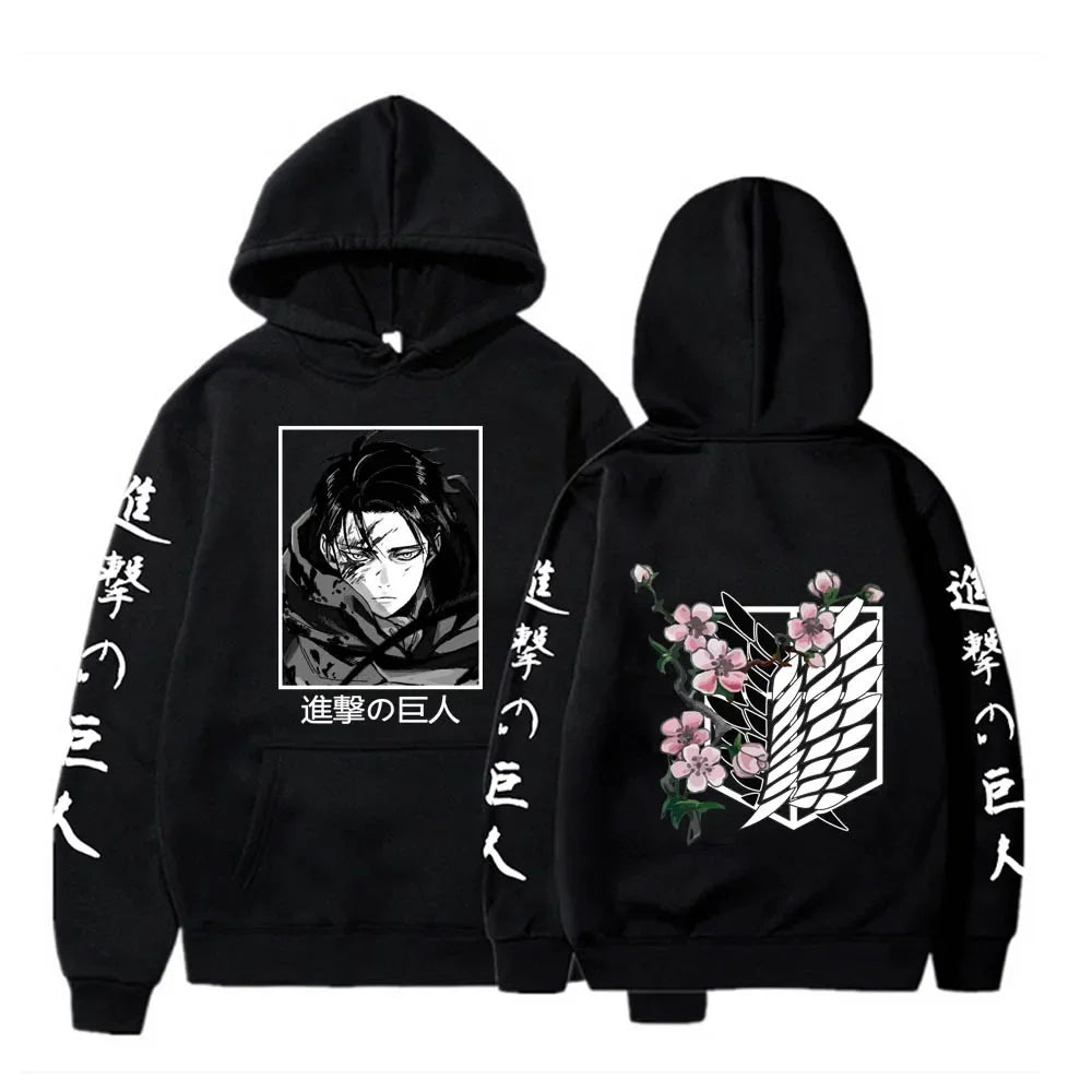 New Attack Giant Large Hoodie Levi Graphic Hoodie Men's and Women's Clothing Autumn Warm Hoodie Street Top