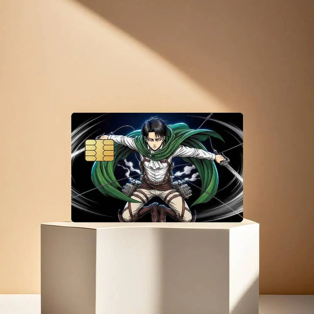 Attack on Titan Comic Credit Skin Cover Card Stickers 4PCS Film Bus Pass Front Decoration Bank Debit Waterproof
