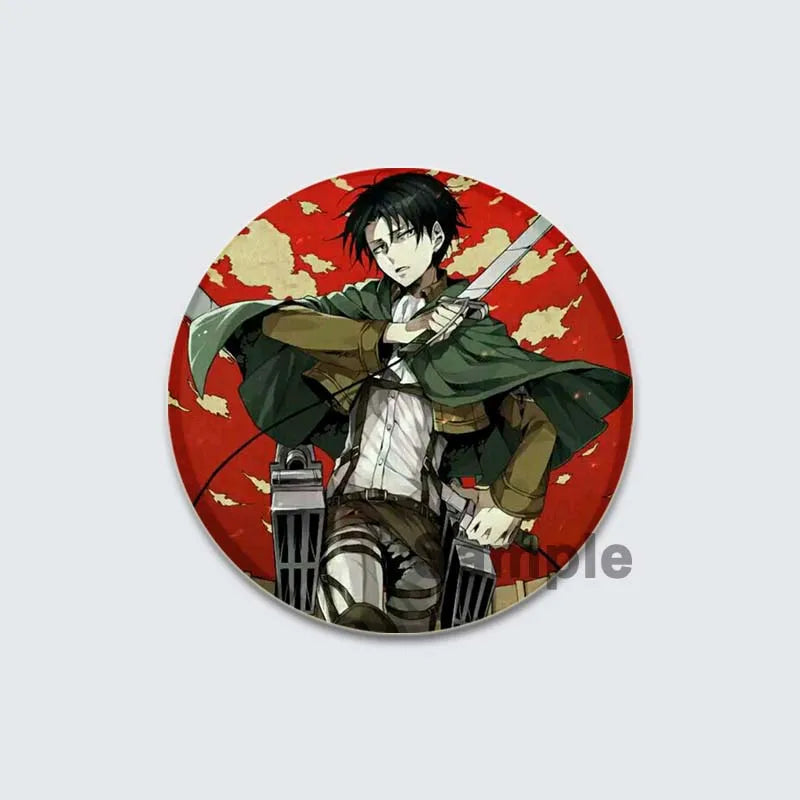 Eren Levi Armin Arlert Erwin Cartoon Badge Attack on Titan Brooches on Backpack Clothes Handmade Round Pins for Gift Accessory