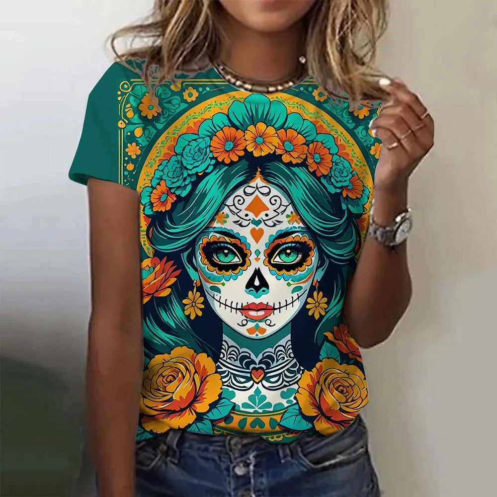 Day of the Dead Skull Oversized T-Shirt