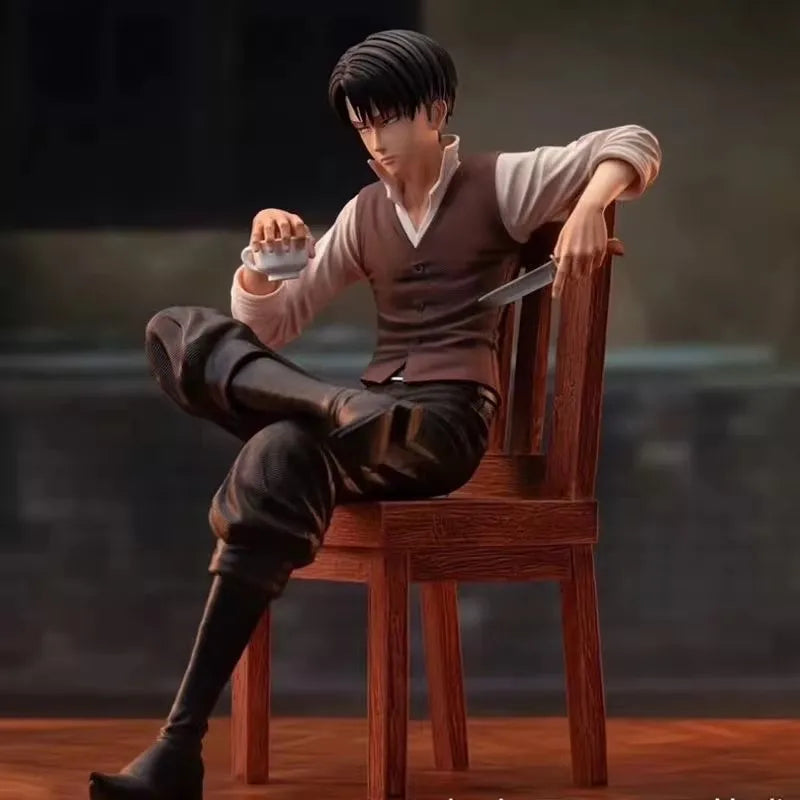 19cm Attack on Titan Anime Figures Levi Ackerman Figure Sitting Posture Model Toys Pre-sell Statue GK Figurine Ornament Gifts