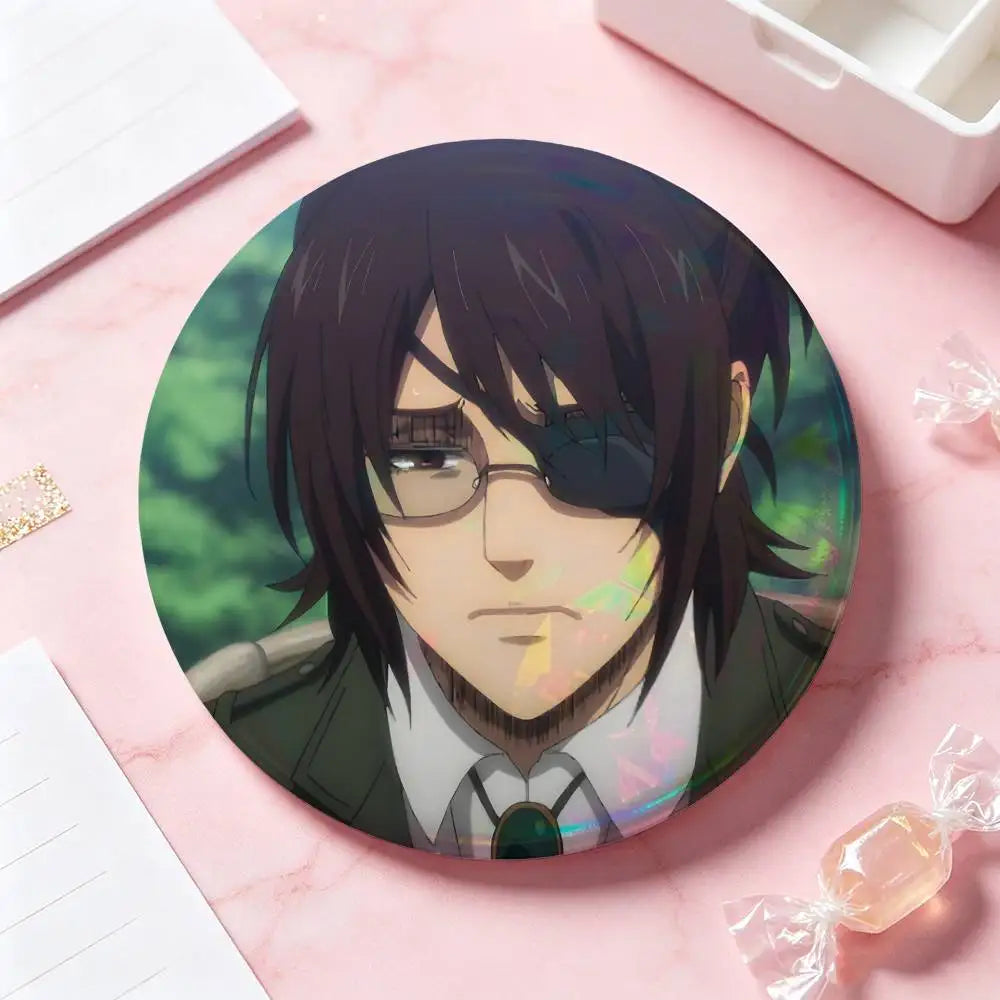 Hange Zoe Attack On Titan Anime Badges 25 32 44 58 75 Mm Round Cosplay Pin Bag Decor Fans Collect Friends Gifts Brooch Souvenir