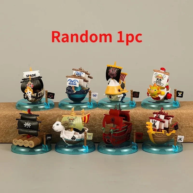 7cm 8pcs/set Anime One Piece Figure Luffy Mini Pirate Ship Figurine Statue Model PVC Collection Desktop Action Figure Kid Gifts