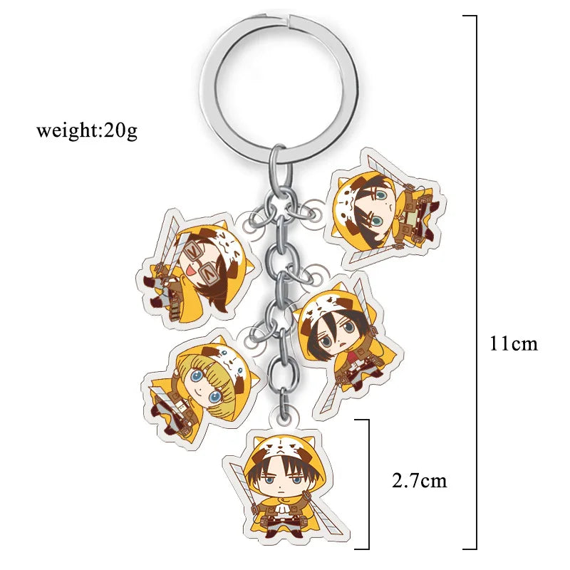 Attack on Titan Anime Keychain Set of 5 Double Sided Transparent Acrylic Hanging Pendant Accessories Gift for Fans Collection