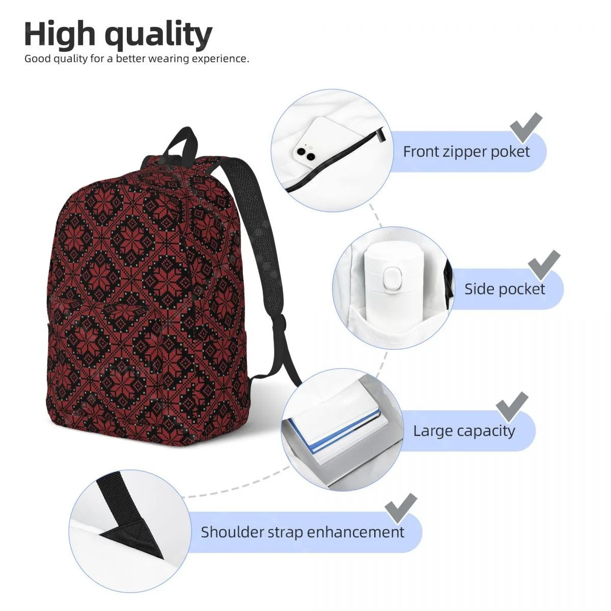 Palestinian Tatreez School Backpack