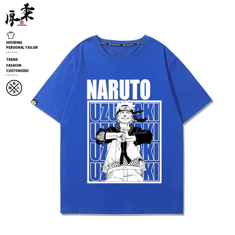 Summer Japanese Anime Children's T-shirt Naruto Sasuke Sakura Peripheral Pure Cotton Printed Parent-child Casual T-shirt