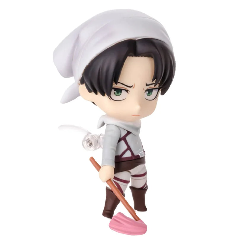 #417 Levi Ackerman Cleaning Captain Interchangeable Face Figure Desktop Ornament Collectible Gift For Attack On Titan Anime Fans