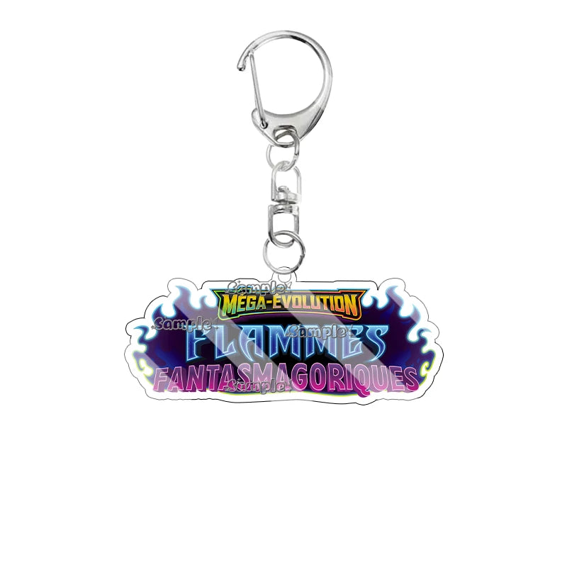 Anime French Version Mega Evolution TCG Logo Pocket Monsters 5cm Acrylic Keychain Creative Small Card Bag Pendant Decoration Toy