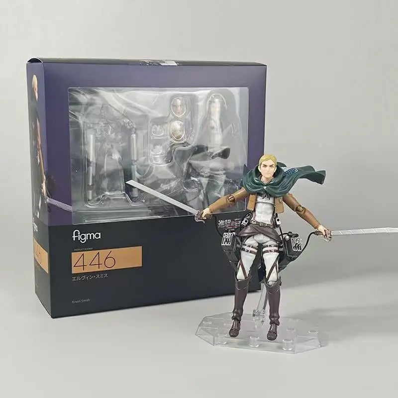In Stock Figma 446 Attack On Titan Erwin Smith In Stock Anime Action Figure Collectible Model Toy For Fans Desktop Decoration