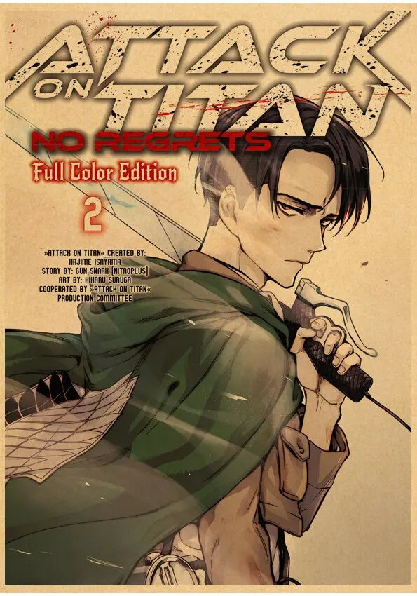 High Quality Vintage Japanese Anime Attack on Titan Retro Poster Shingeki No Kyojin Kraft Paper Art Print Wall Sticker for Home