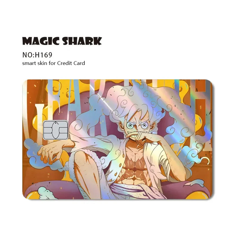 Magic Shark Luffy Zorro Ace Skull Anume Holographic Shinny Laser Sticker Film Skin for Credit Debit Card