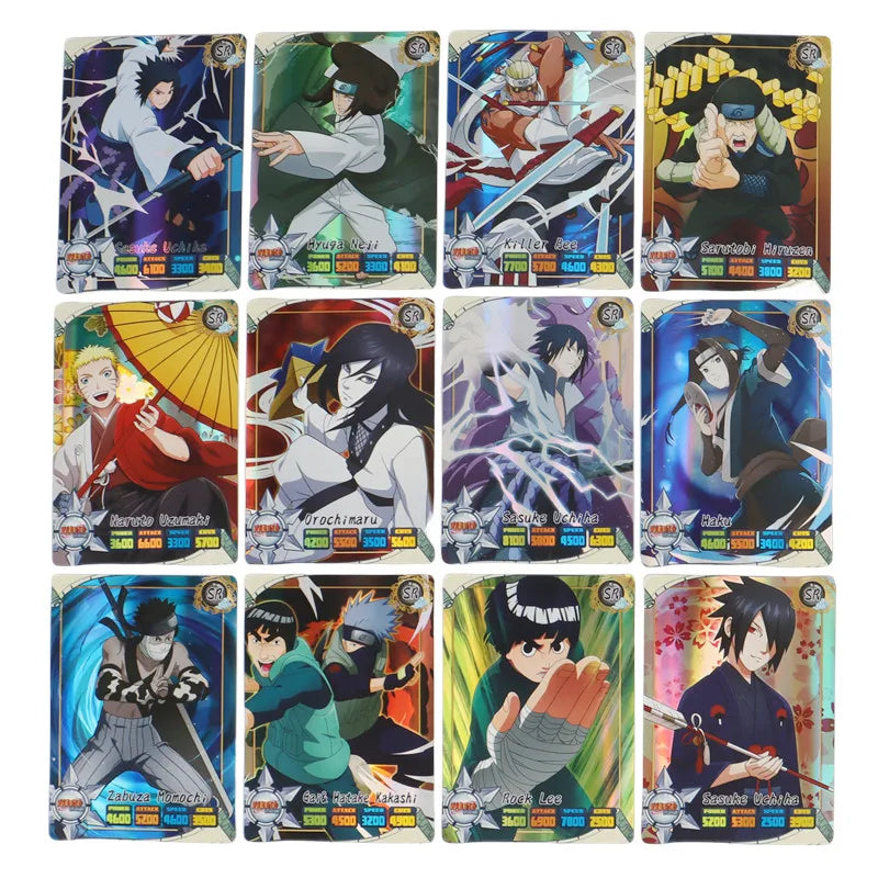 50Pcs Anime Naruto Collection Cards Naruto Uchiha Sasuke Hatake Kakashi Rare SR SSR UR Collection Cards Children Toy Gift