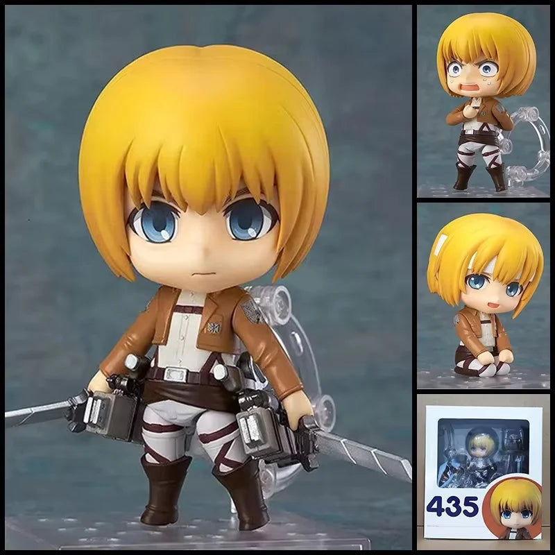 Attack on Titan Chibi Figure Eren 375 Mikasa 365 Armin 435 Interchangeable Face Movable Action Figure Desktop Ornament Gift