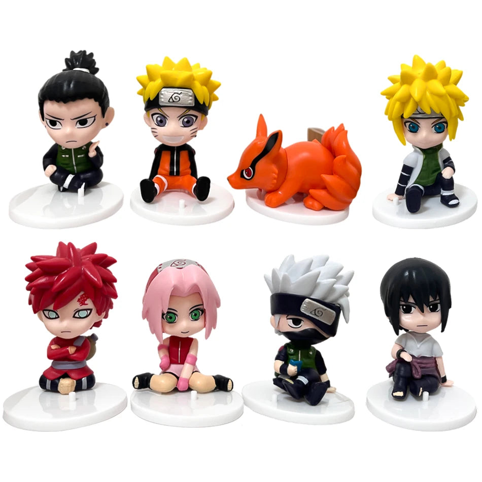 8pcs Set Anime Naruto Figure Kakashi Sasuke Uchiha Itachi Gaara Haruno Sakura Action Figural Q Version PVC ModelToys Gift