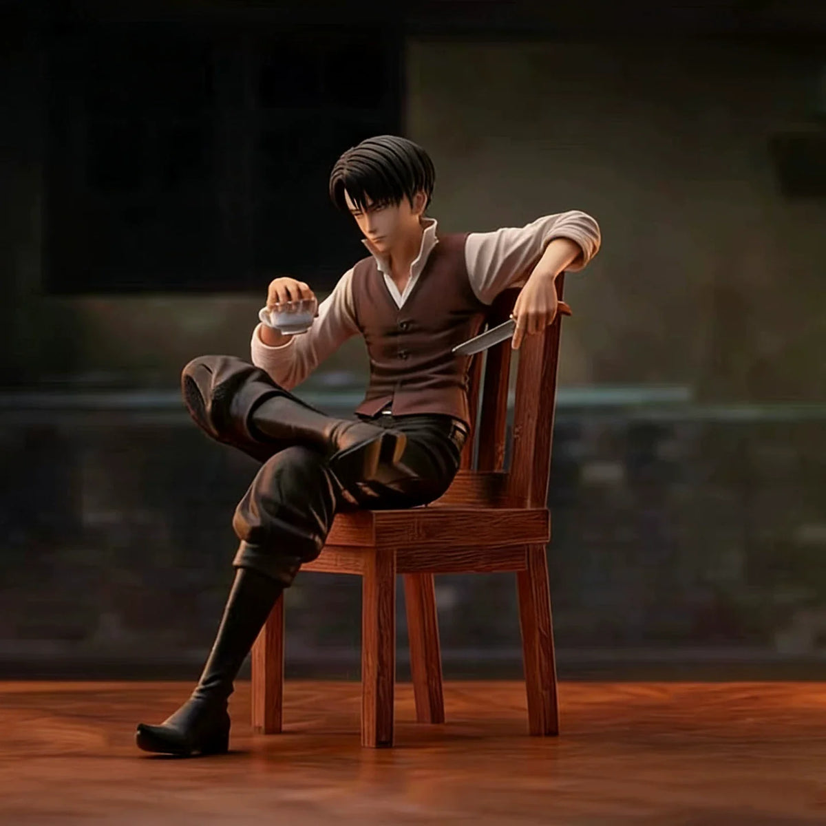 Attack On Titan Levi Ackerman Sitting Pose GK Figure Anime Statue Desktop Decoration Collectible Model For Anime Fans And Otaku