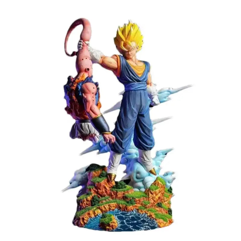 Hot 33cm Cartoon Dragon Ball Z Cartoon Character Majin Buu Vs Vegetto Supports Gk Digital Pvc Statue Collection Model Doll Statu