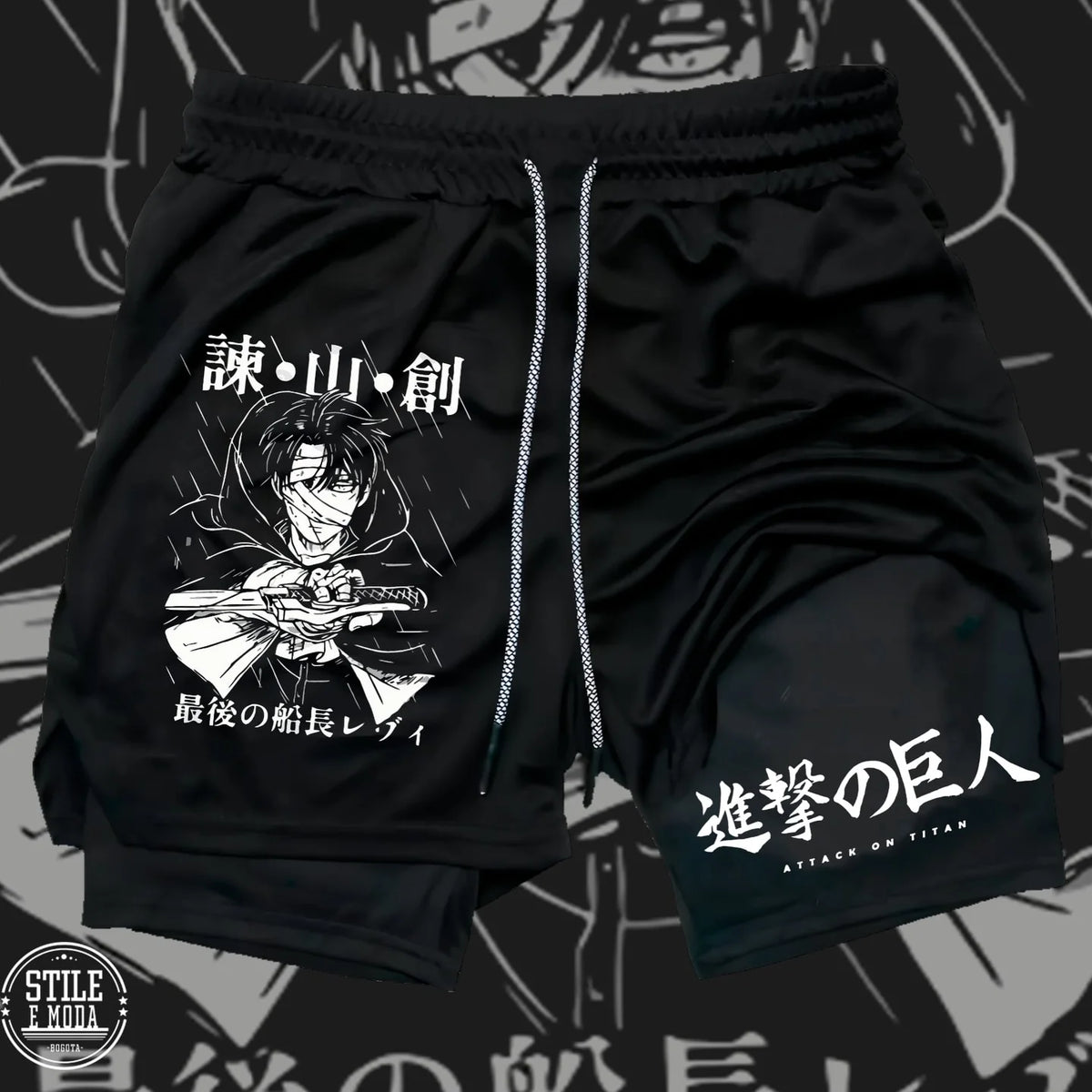 2026 New Men's/Women's Attack on Titan Nine Titans 2-in-1 Gym Shorts, Anime Character Print Breathable Fitness Sports Shorts
