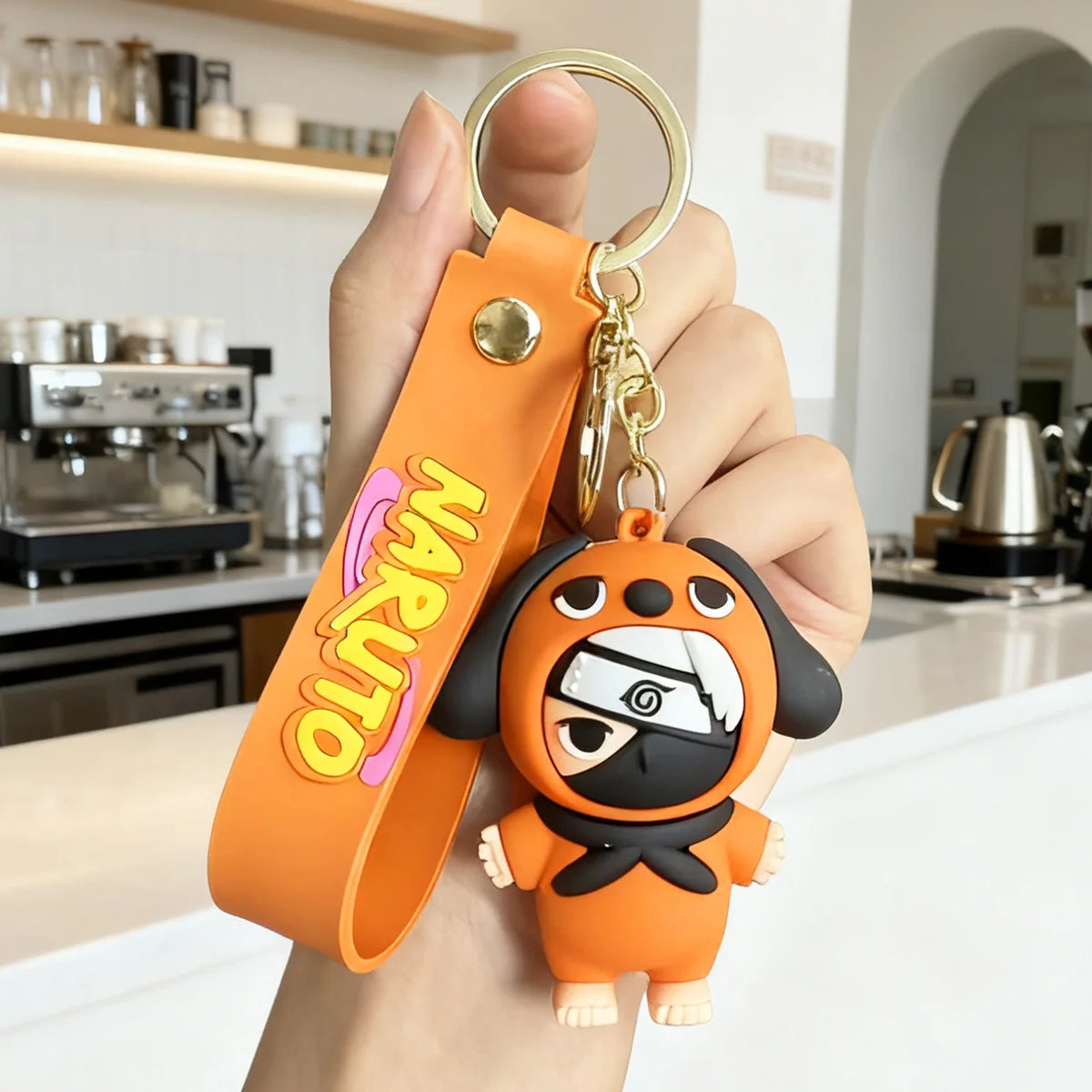 Q version of Naruto cartoon character key chain cartoon PVC doll pendant car key chain backpack jewelry fans collect gifts.